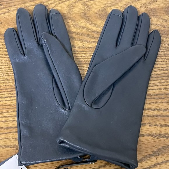 Lands' End Women's Navy Cashmere-Lined Leather Gloves NWT - Picture 1 of 16
